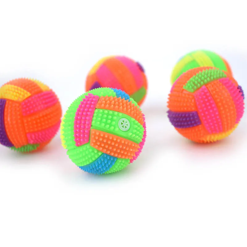 Flashing Light Up Color Durable 1 PC LED Sound Bouncy Balls Volleyball Shape Pet Products Funny Toy Hedgehog Ball Diam 6cm | Дом и сад