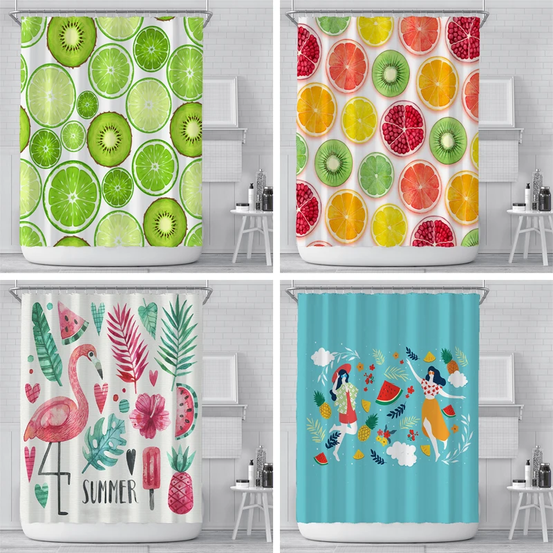 С принтом в виде фруктов возраст душевая занавеска КИВИ с орнаментом арбуза