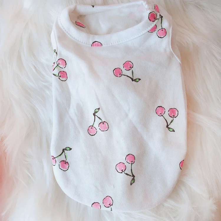 Летние жилеты для собак с принтом вишни весны и лета 2019 одежда домашних животных