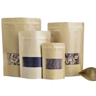 Стоячие мешочки дой-Пак 50 шт.лот, пакет из крафт-бумаги с матовым прозрачным окошком, молнией и замком, пакет для хранения продуктов