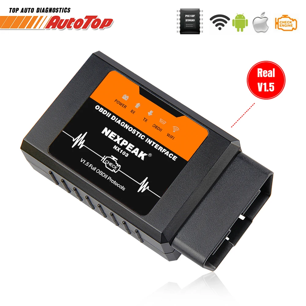 ELM327 V1.5 wifi OBD2 адаптер PIC18F25K80 OBD 2 сканер автомобильный диагностический инструмент сканер OBD EML327 для iPhone IOS Wi-Fi ELM 327