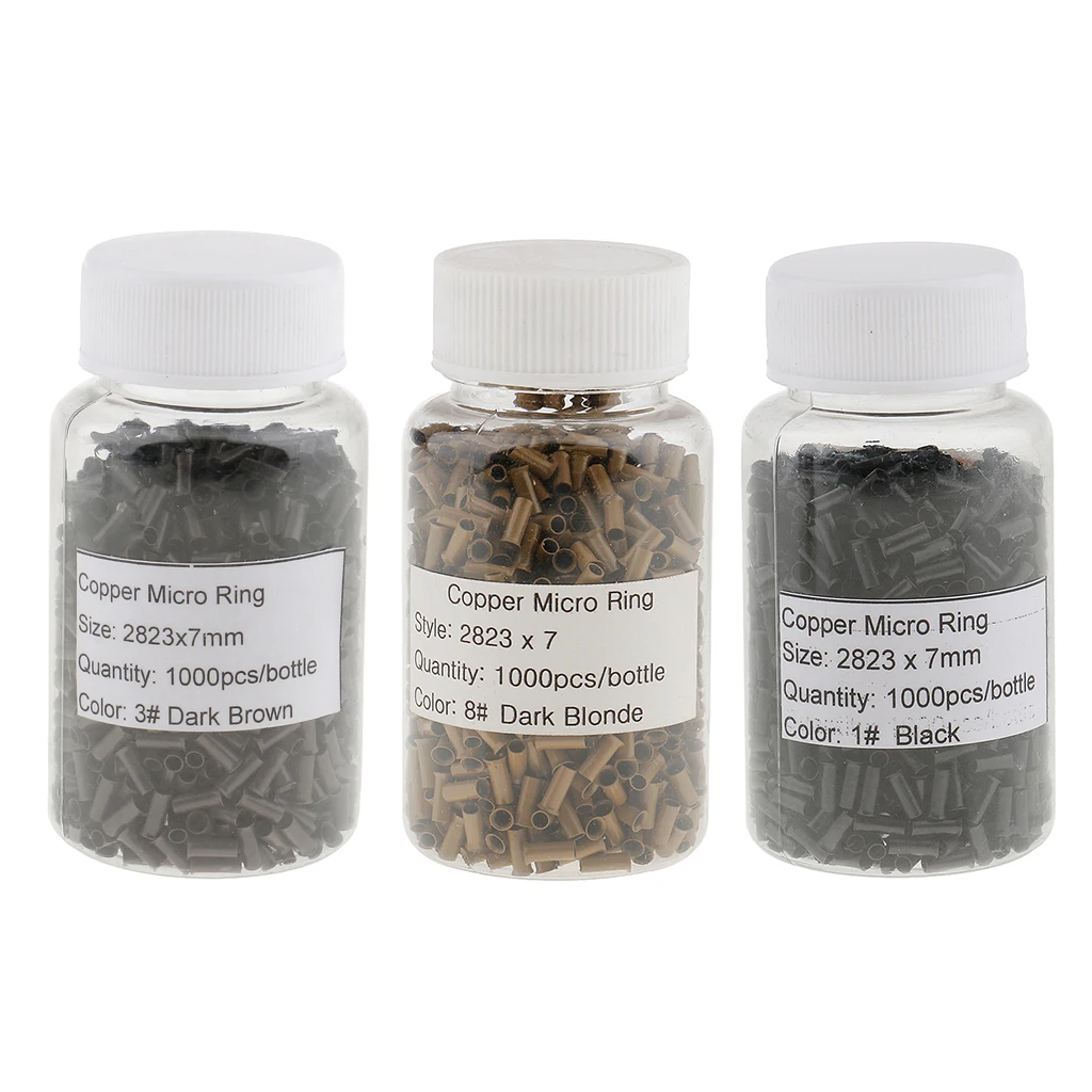 

1000pcs 7mm Copper Tube Beads Micro Link Rings Lined for Hair Extensions Hair Care & Styling Accessories