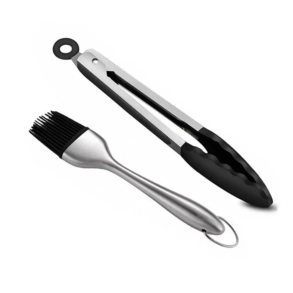 Силиконовые щипцы для барбекю набор кистей из нержавеющей стали приготовления