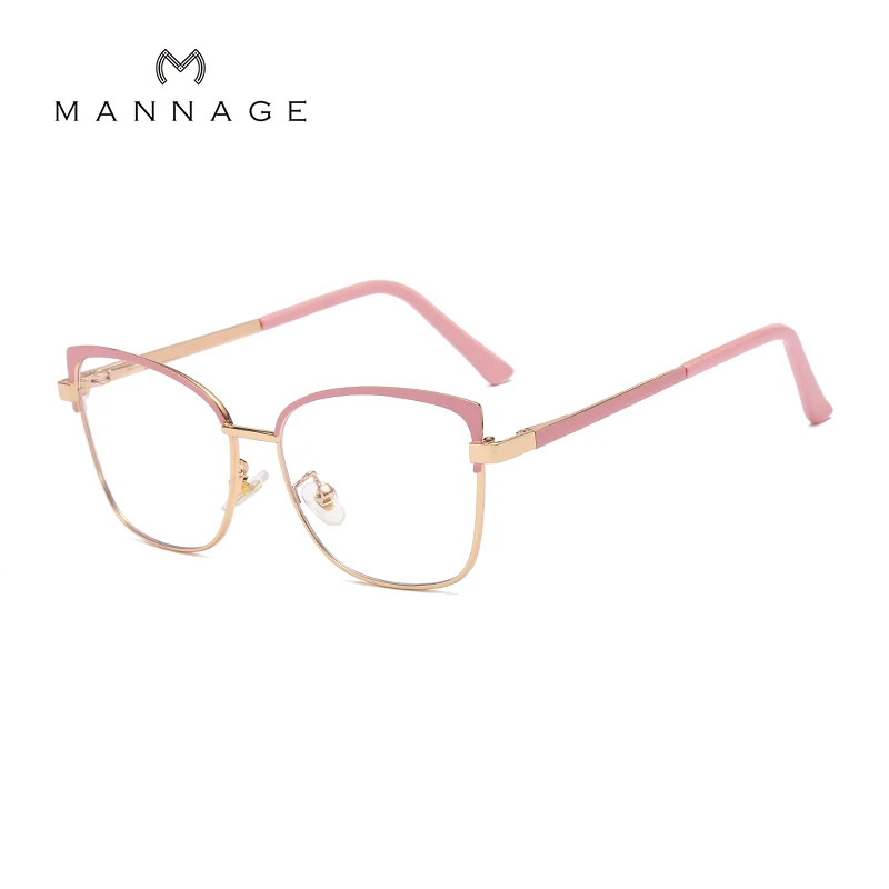 

Cat Eye Anti Blue Light Optical Glasses Frames Women Men Fashion Metal Computer Eyeglasses 2021