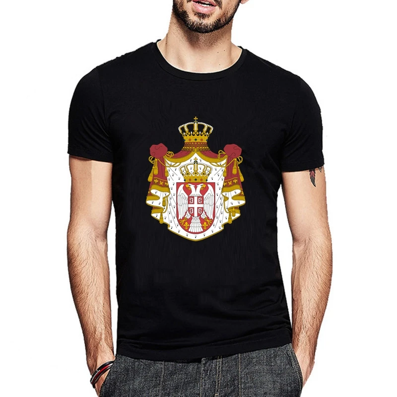 TriDitya HT0557# Герб Сербии футболка мужская Хлопок майка унисекс мода прохладно шею с коротким рукавом Сделанный