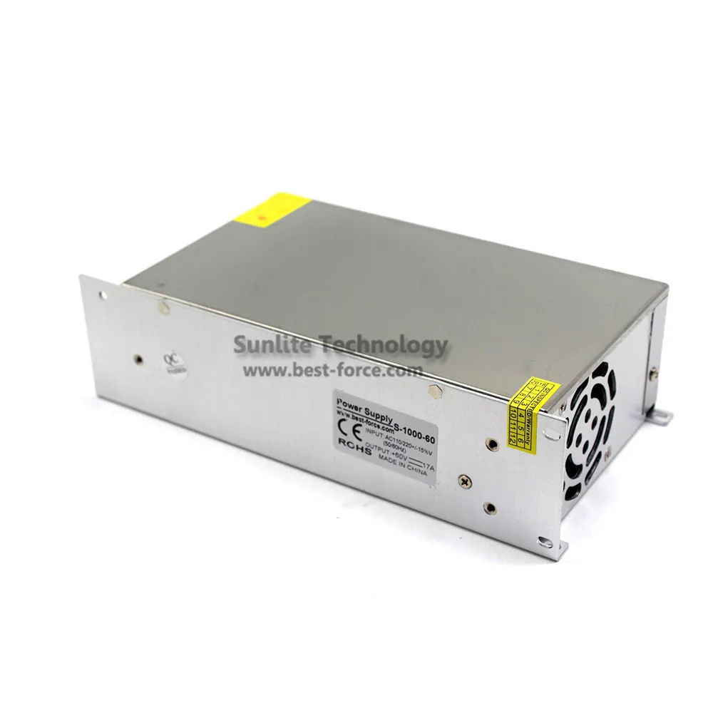 Одиночный выход импульсный источник питания DC60V 17A 1000W Драйвер AC к DC 60V SMPS для