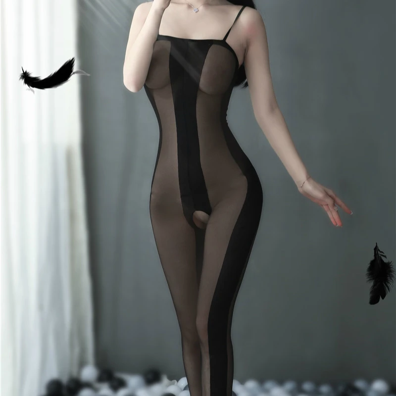 Эротическое женское нижнее белье с черными ремешками эластичное интимная одежда