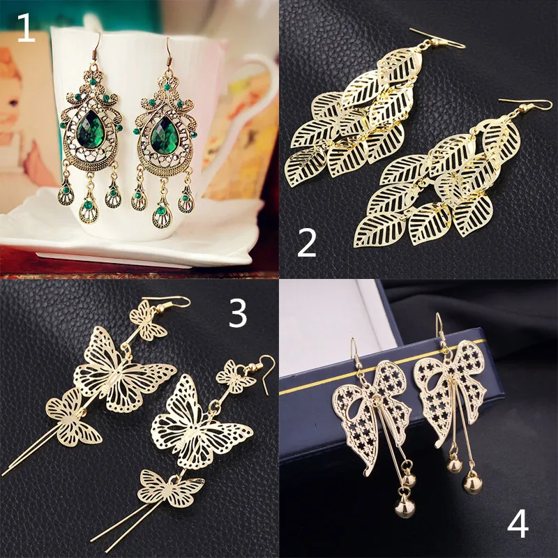 Женские серьги-подвески Bohimia длинные серьги золотого цвета с бабочкой бантом