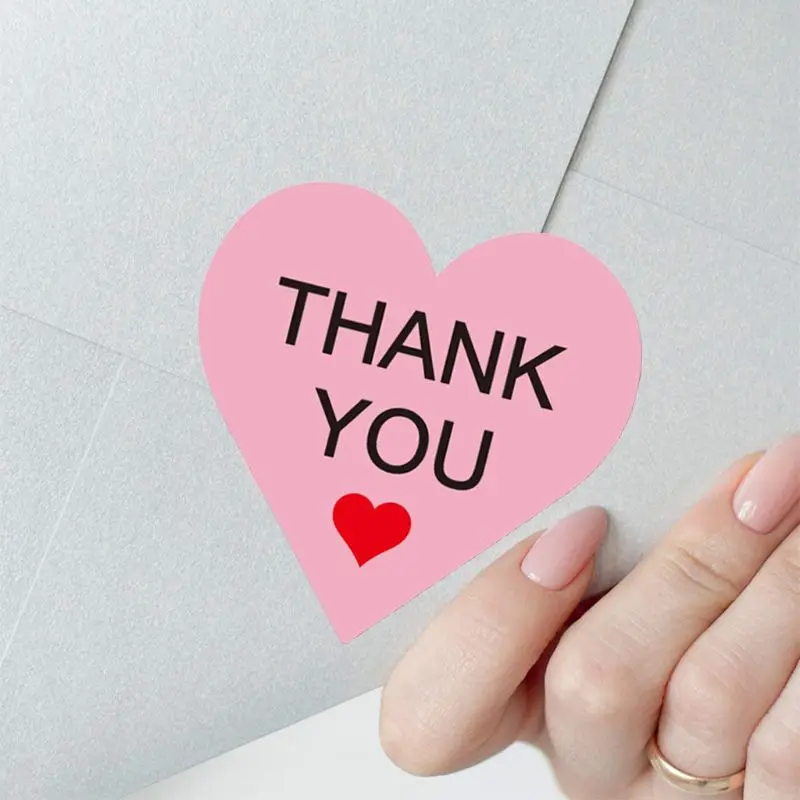 

500pcs Heart Thank You Stickers Packaging Baking Seal Label Scrapbooking Decor