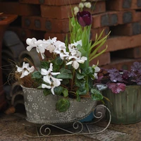 creative flowerpot retro metal christmas sled flowerpot garden creative flowerpot decoration flower arrangement container craft