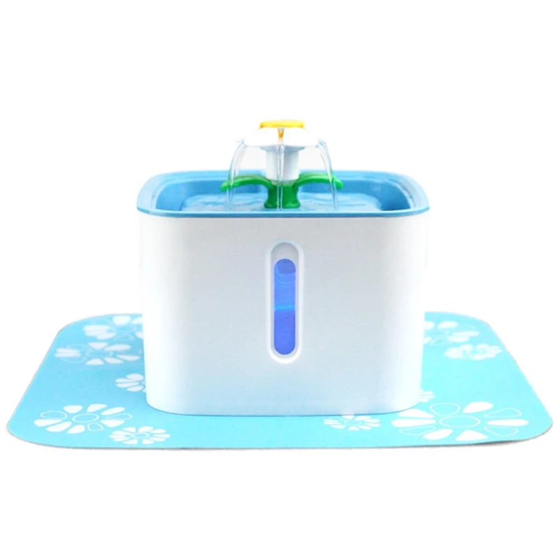 Pet Cat Water Fountain Drinking Bowl Flower Sytle LED 54 Oz/1.6L Automatic Dog Dispenser with 1 Silicone Mat | Дом и сад