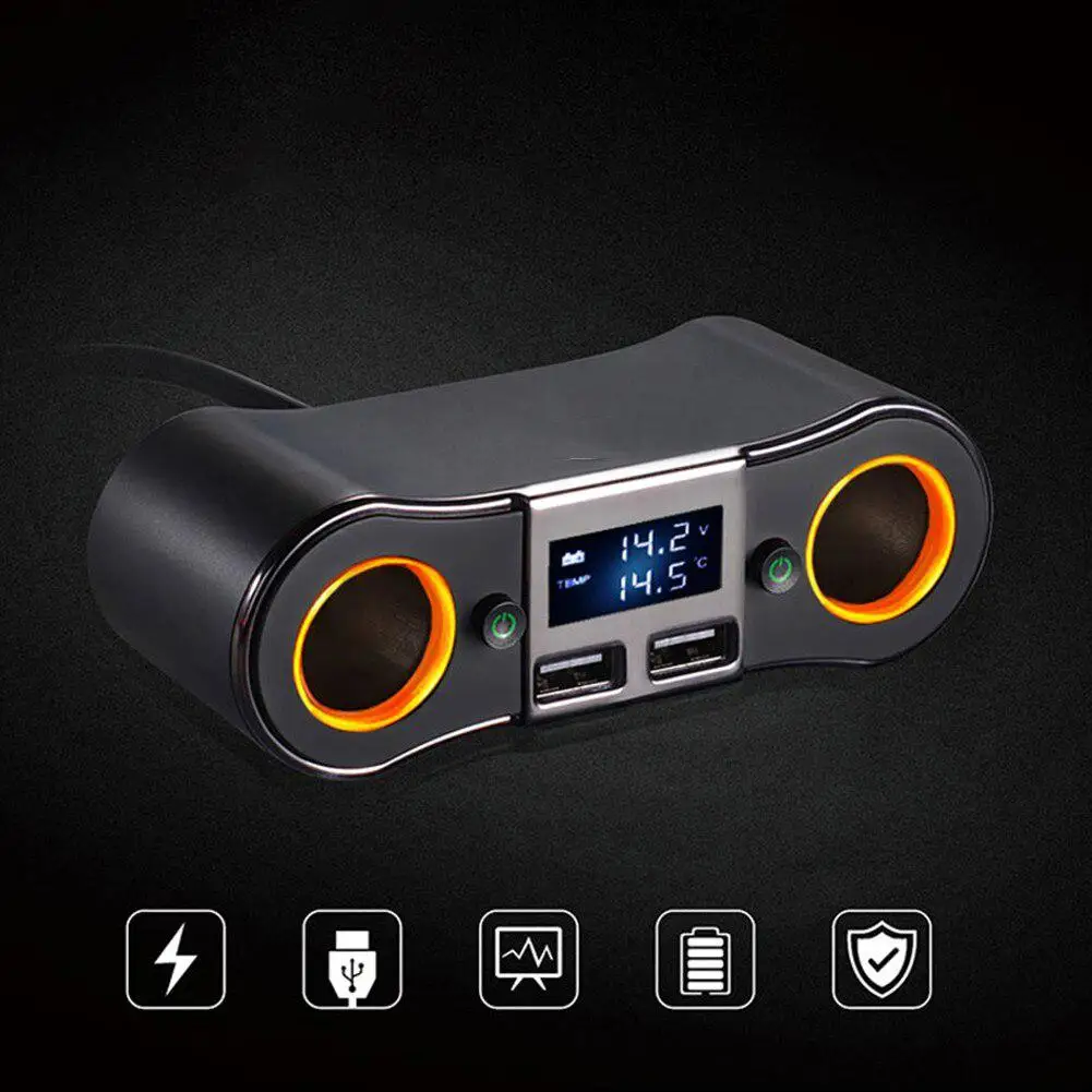 3.5A Dual USB зарядное устройство адаптер для автомобильного прикуривателя 80 Вт Силовая розетка конвертер для DVR Автомобильный дисплей напряжения с 2 переключателями