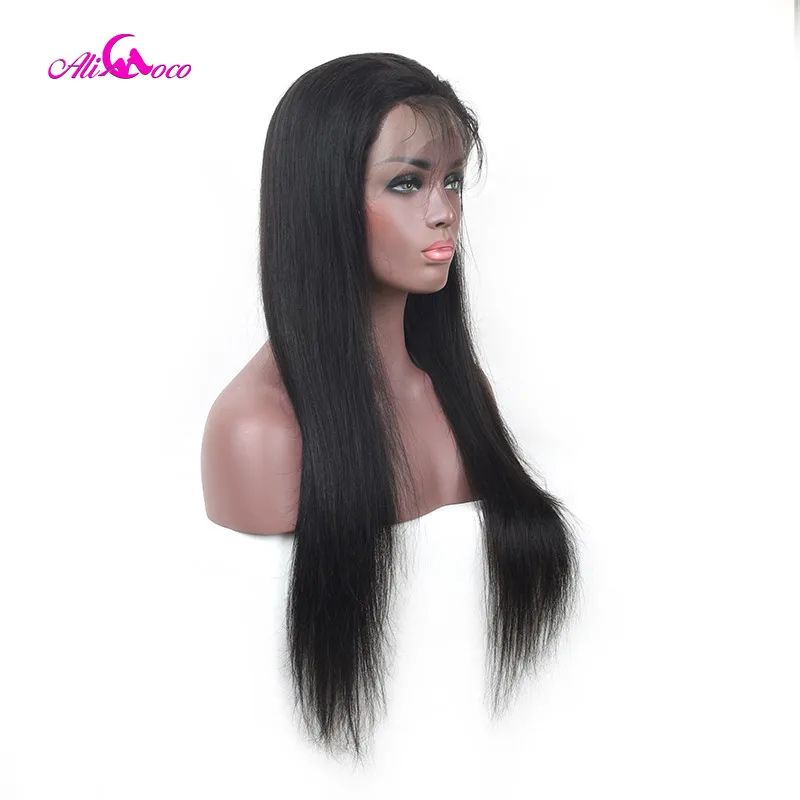 Али Коко 150% плотность бразильские прямые полные кружева человеческих волос