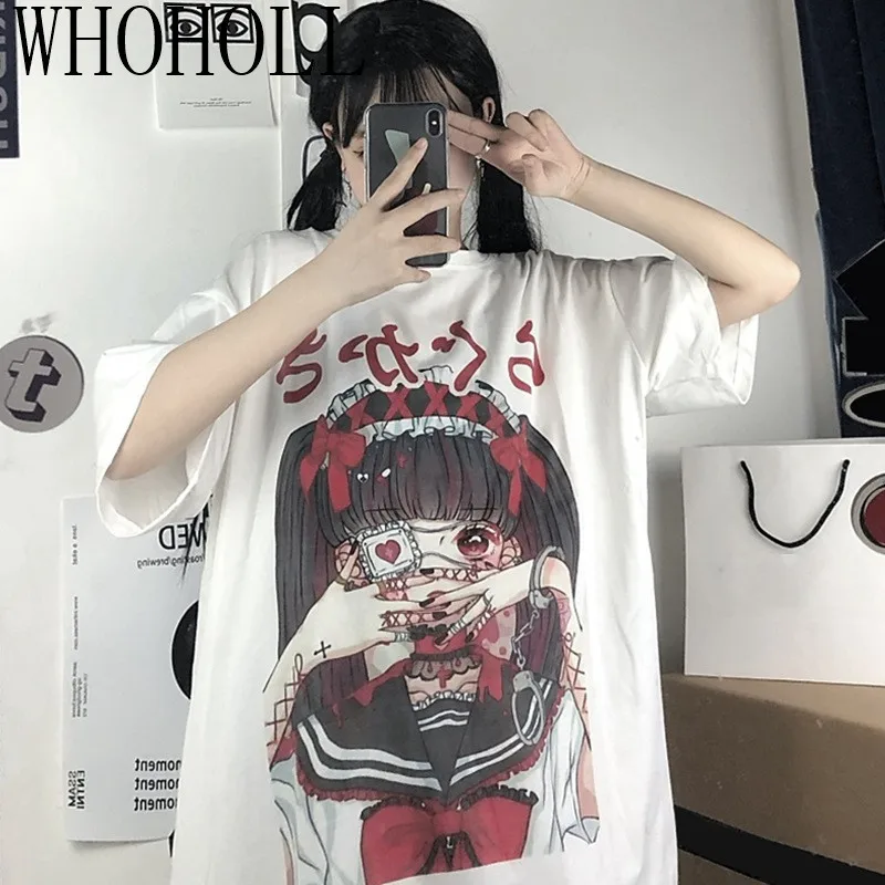 

2021 Spring Harajuku Tshirt Women Patchworked Print Punk Gothic Short sleeve T-Shirt Women Korean Clothes Camiseta mujer