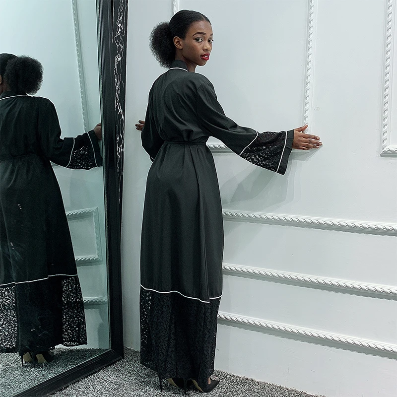 Женский кардиган Siskakia черный кружевной в стиле пэчворк африканском на Ближнем