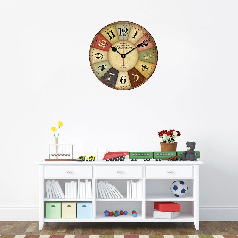 30cm Home Creative Decoration Wooden Retro Wall Hanging Clocks Living Room Decor Quartz Clock Drop Shipping | Дом и сад