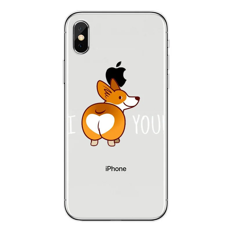 Cute funny Little short legs corgi For iPhone X 6 6S Plus 5 5S SE 7 8 Sexy Cartoon Dog Ass clear soft silicone Phone Cover |