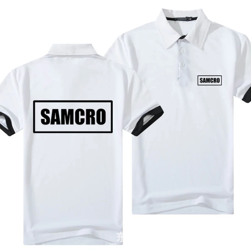 

Brand for SAMCRO Polo Shirt Men Cotton Short Sleeve Tee Shirts Mens Casual Summer Breathable Solid Color Polos shirt