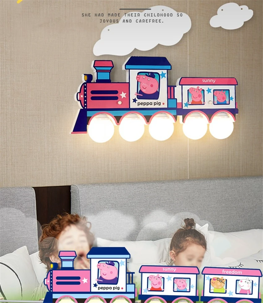 Настенные светильники с мультяшным поездом для детской комнаты Светильники