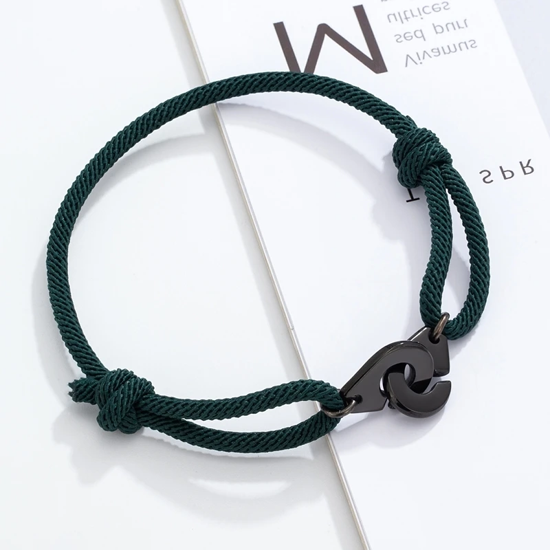 MKENDN черный браслет из нержавеющей стали с наручниками на шнуре для женщин и