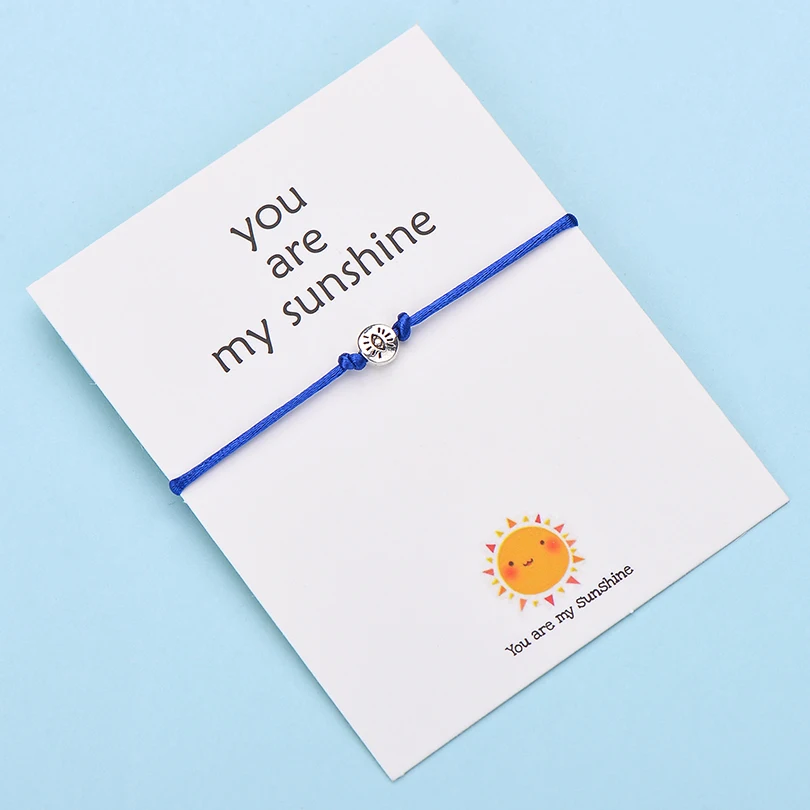 color 3 IYOE Wish Card You Are My Sunshine браслеты с глазами для женщин и мужчин, подарок на день рождения, винтажный браслет ручной работы с красной нитью - Окраска металла: color 3