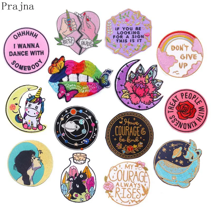 Нашивка с бабочками и губами Мультяшные вышитые буквы нашивки для одежды полоски