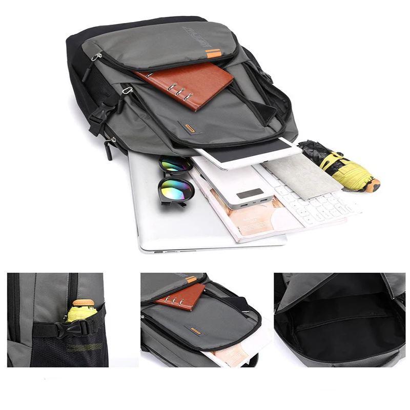 

QQD Men Laptop Backpack Large Capacity Daypacks Zipper College Students School Backpack for Boys Causal Travel Rucksack Mochila