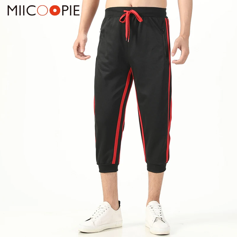 

Patchwork Color Side Stripe Casual Mens Sweatpants Streetwear Calf Length Elasticity Foot Harem Pants Men Pantalones Hombre