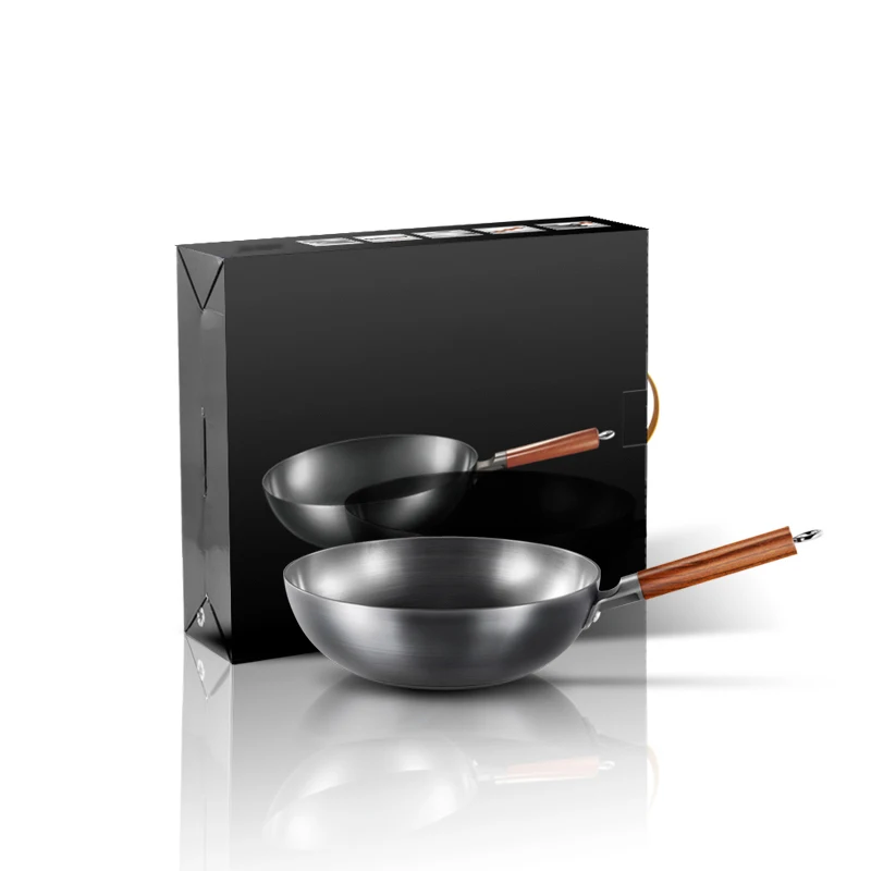 32cm Китайский традиционный ручной работы Железный вок антипригарная сковорода без покрытия газовая и индукционная плита кухонная посуда кухонный горшок кастрюли - Цвет: 32cm