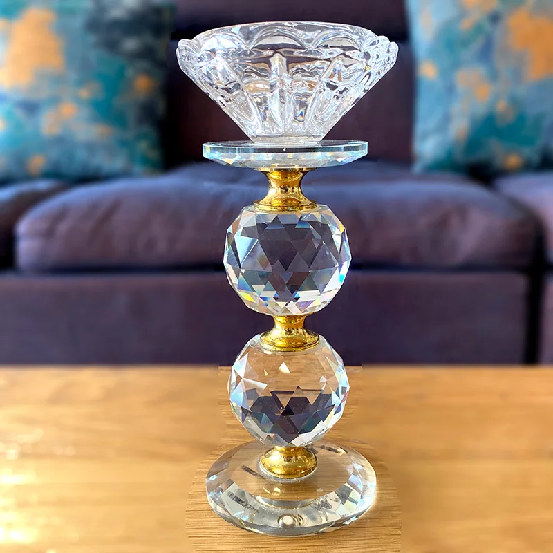 

Crystal Candle Holder Figurine Simple Glass Candlestick Modern Exquisite Romantic Wedding Centerpieces Table Lighting Room Decor
