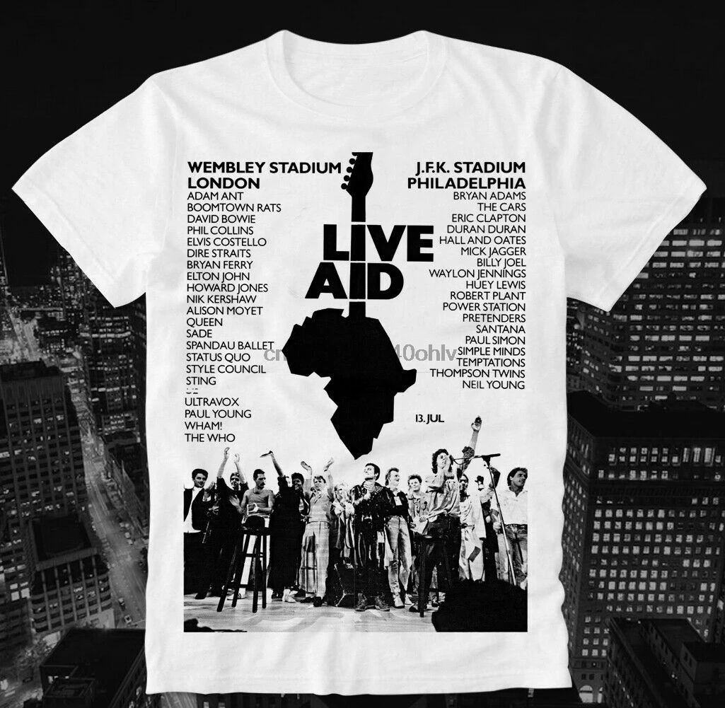 

Live Aid Queen Freddie Mercury Bohemian the Who Rhapsody Bowie Vintage Mens Round Neck Short Sleeves Cotton T-shirt