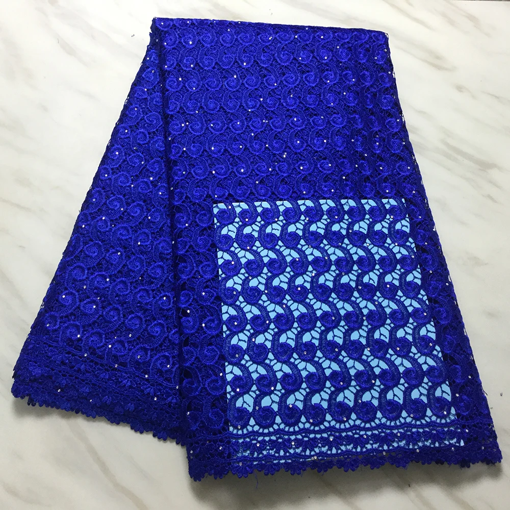 Аква Высокое качество Африканский тюль гипюр шнур кружевной ткани последние
