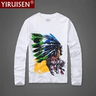 Осенняя хлопковая футболка, с принтом индийских персонажей, футболка с длинным рукавом для мужчин