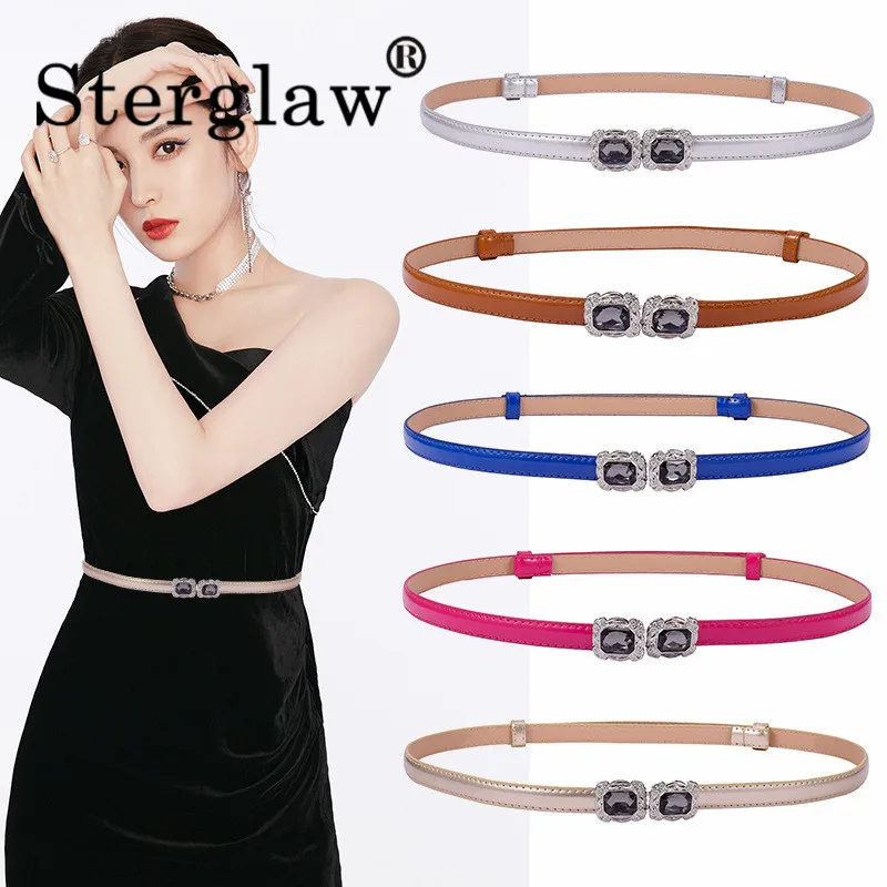 Ремень тонкий регулируемый для женщин дизайнерский пояс кушак черного цвета