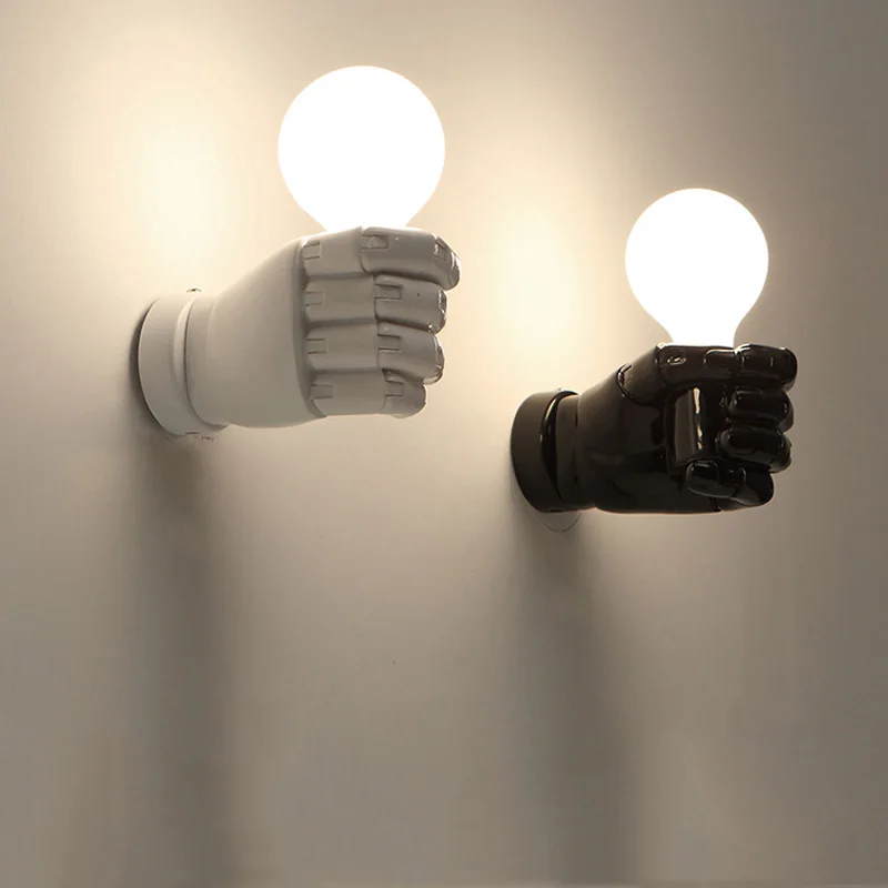 

Resin Fist Art Wall Lamp Retro Loft Restaurant Bar Club Cafe Lamp Pub Office Balcony Aisle Corridor Bedside Light Bra Sconce