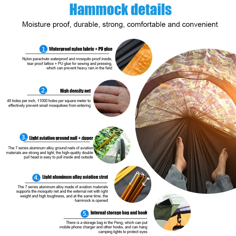 

New Sunshade Waterproof Mosquito Net Hammock Nylon Outdoor Hiking Camping Tent XD88