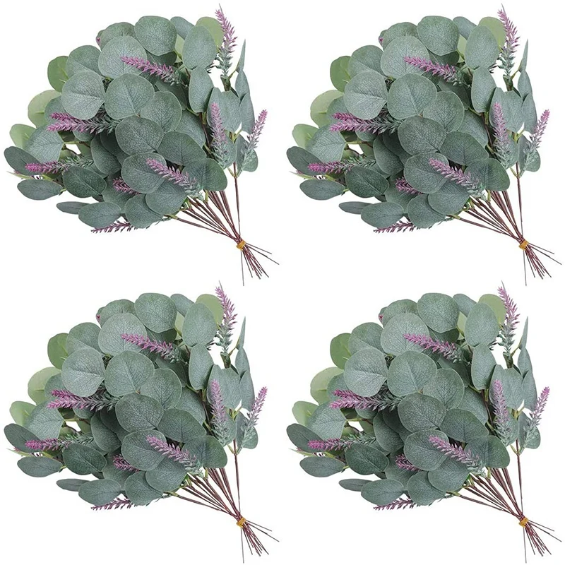 24 шт искусственные листья эвкалипта стеблей оптом искусственная зелень растений