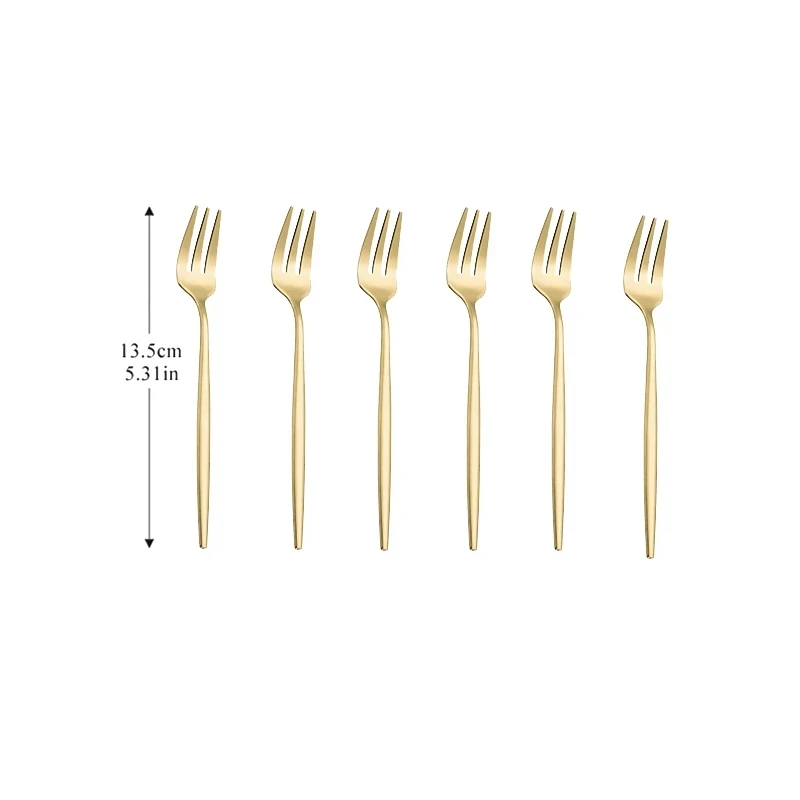 

6 Pcs Cutlery Set Gold Stainless Steel Fork Gold Cutlery Tea Fork Dinnerware Black Forks Stainless Steel Flatware Kitchen Set
