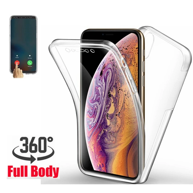 Двойной силиконовый чехол для iphone SE 2020 6 7 8 plus 360 защитный из ТПУ 12 mini 11 pro X XR XS MAX