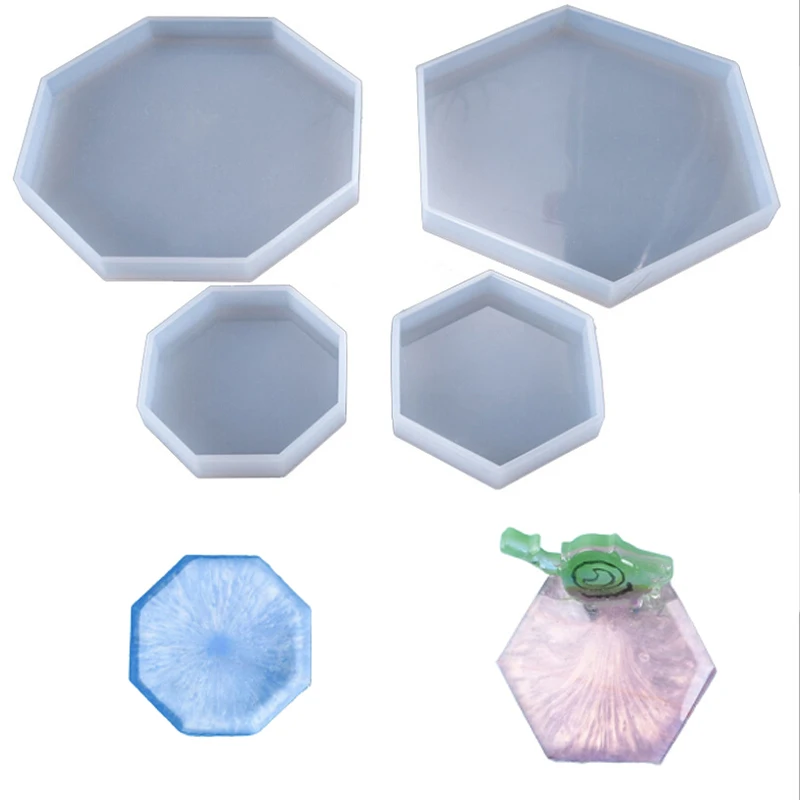 

Silicone Mold DIY Cup Mat Pad Handmade Molds Crafts Epoxy Resin Mold Geometric Shape Hexagonal Square Round Thermal Insulation