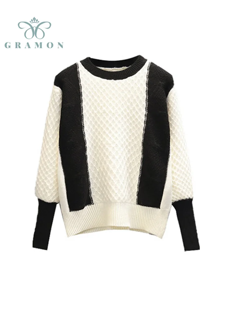 

Pullovers Jersey Mujer O Neck Loose Long Sleeve Knitted Sweaters 2021 Autumn Plus Size Women Clothing Korean Style Chic Sueters