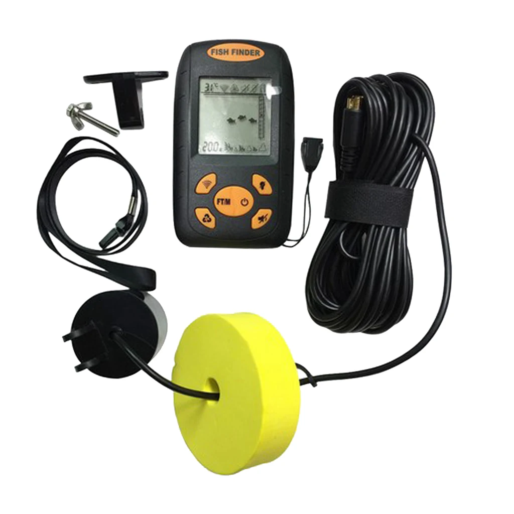 

328ft LCD Display Portable Fish Finder with Wired Sonar Sensor Waterproof Durable Convenient