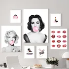 Картины Элизабет Тейлор баббблжэм макияж настенный художественный постер Монро помада на высоких каблуках Печать холст для девушек гардеробная комната Домашний декор