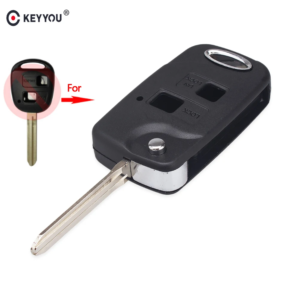Сменный складной откидной 2 кнопочный дистанционный ключ KEYYOU для Toyota Avensis Avalon Camry