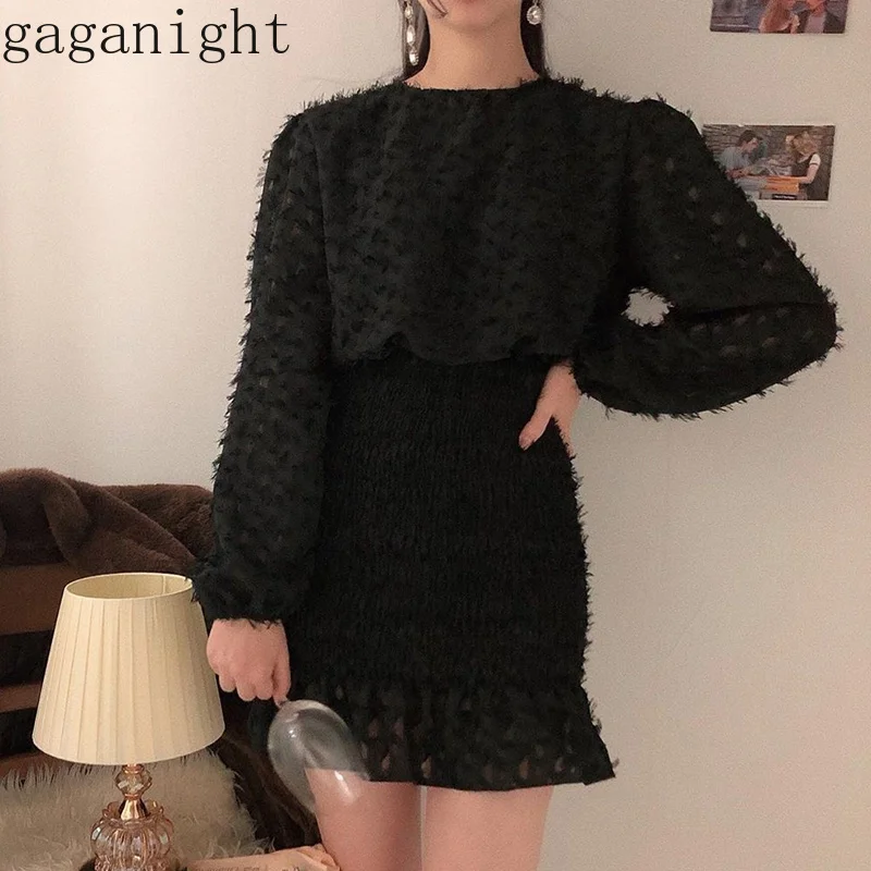 Gaganight элегантное женское мини Короткое облегающее платье с длинным рукавом и