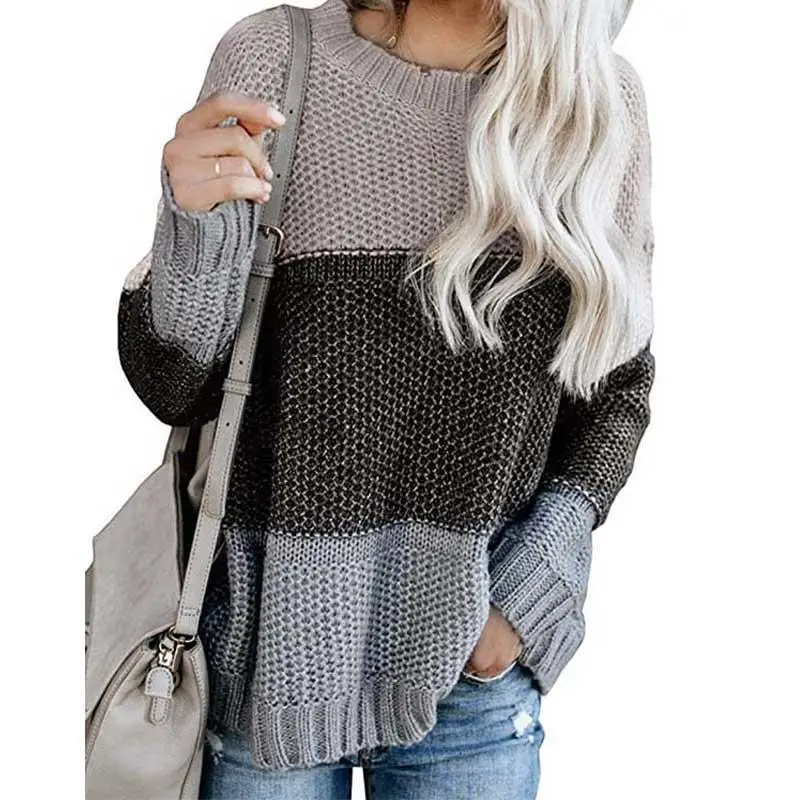 Женский свободный свитер в полоску теплый вязаный на зиму 2019 | Женская одежда