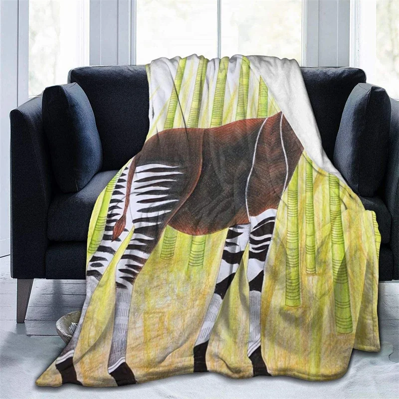 

Protection Okapi Giraffes Navajo Cubre Camara Green Throw Blanket 3D Print On Demand Sherpa Super Comfortable For Sofa