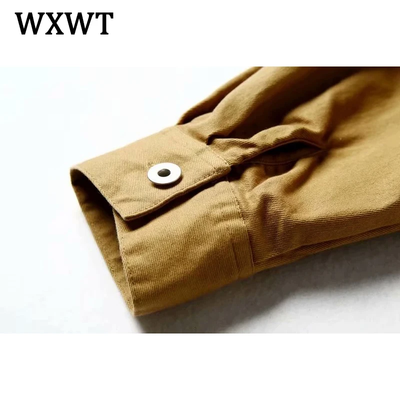 

WXWT 2021 Spring Autumn Women Solid Slim Thin Jacket Coat Ladies Long Sleeve Pockest Chic Coat Long Tops ST9725