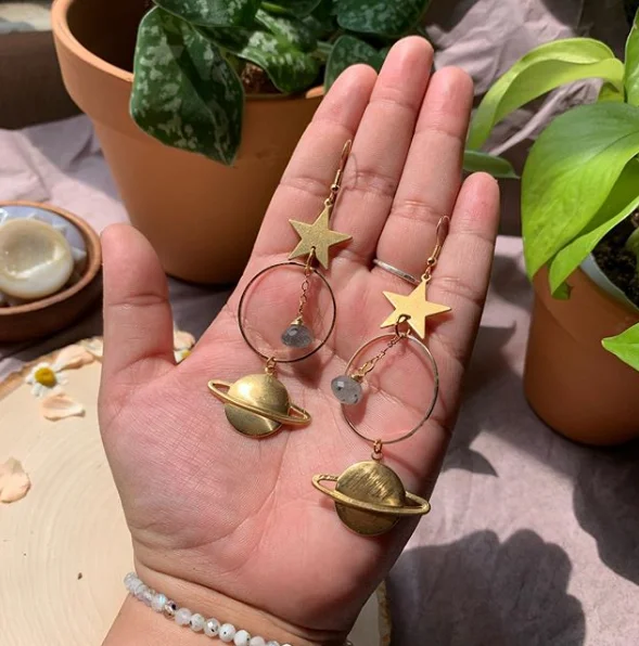 Позолоченные серьги подвески в виде звезд Солнца и Луны ювелирные изделия стиле