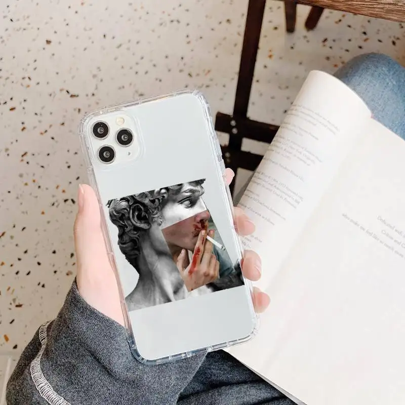 

Abstract Art Statue Phone Case Transparent soft For iphone 5 5s 5c se 6 6s 7 8 11 12 plus mini x xs xr pro max